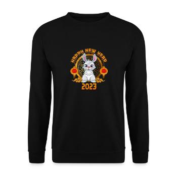 Happy New Year Year of the Rabbit Lucky - Unisex Sweatshirt - black - Front - Alina (178cm) & Michal (187cm)