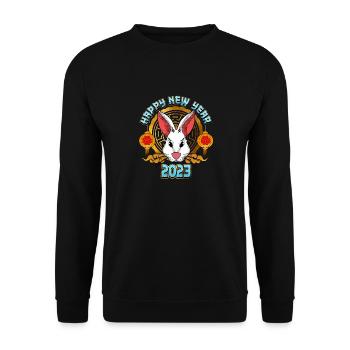 Chinesisches Neujahr 2023 Jahr des Kaninchens - Unisex Pullover - Schwarz - Vorne - Alina (178cm) & Michal (187cm)