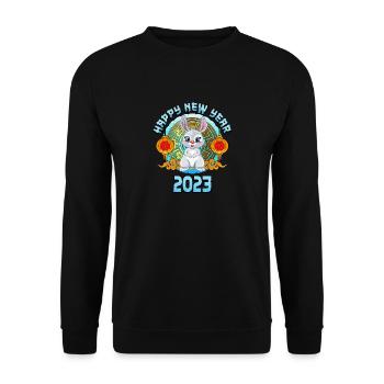 Chinesisches Mondjahr 2023 - Jahr des Kaninchens - Unisex Pullover - Schwarz - Vorne - Alina (178cm) & Michal (187cm)