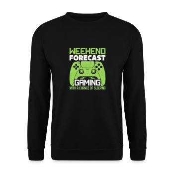 Prévisions de week-end jeu avec une chance de dormir - Sweat-shirt Unisexe - noir - Devant - Alina (178cm) & Michal (187cm)