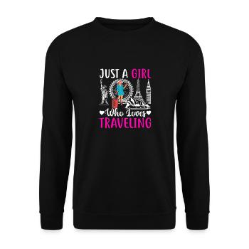 1 Just a girl who loves traveling - Unisex Sweatshirt - black - Front - Alina (178cm) & Michal (187cm)