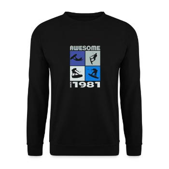 Awesome since 1981. Wakeboard Lifestyle - Unisex Sweatshirt - black - Front - Alina (178cm) & Michal (187cm)