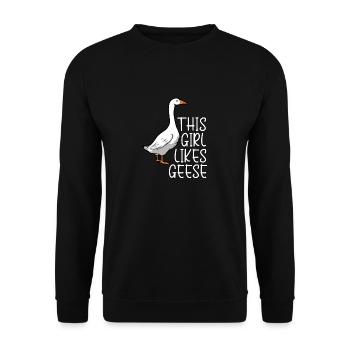 Une fille aime les oies, la faune, l'oiseau, - Sweat-shirt Unisexe - noir - Devant - Alina (178cm) & Michal (187cm)
