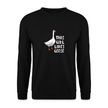 Une fille aime les oies en disant drôle d'oiseau - Sweat-shirt Unisexe - noir - Devant - Alina (178cm) & Michal (187cm)