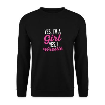 Drôle wrestling girls catcheuse femme oui je suis - Sweat-shirt Unisexe - noir - Devant - Alina (178cm) & Michal (187cm)