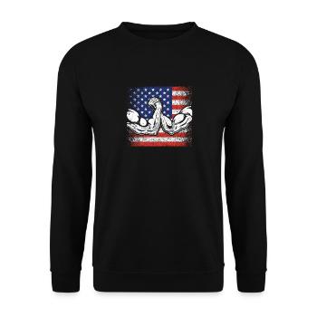 Arm Wrestling USA Flag Armwrestling Sport Power - Unisex Sweatshirt - black - Front - Alina (178cm) & Michal (187cm)