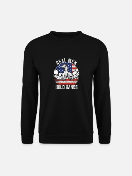 USA Flagge Lustiges Armdrücken Patriotisch Echte - Unisex Pullover - Schwarz