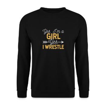 Yes, I'm a Girl Wrestle Funny Wrestling - Unisex Sweatshirt - black - Front - Alina (178cm) & Michal (187cm)