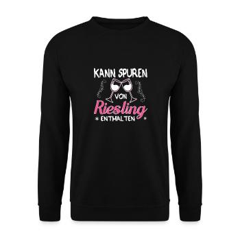 Kann Spuren Von Riesling Enthalten Weintrinker - Unisex Pullover - Schwarz - Vorne - Alina (178cm) & Michal (187cm)