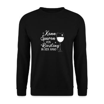 Kann Spuren Von Riesling Enthalten Weintrinker - Unisex Pullover - Schwarz - Vorne - Alina (178cm) & Michal (187cm)