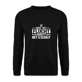 Lustiger Schwäbischer Bauarbeiter Baustelle - Unisex Pullover - Schwarz - Vorne - Alina (178cm) & Michal (187cm)