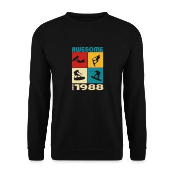 Awesome since 1988. Wakeboard Lifestyle - Unisex Sweatshirt - black - Front - Alina (178cm) & Michal (187cm)