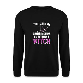 Funny Retro Halloween My Human Costume I'm A Witch - Unisex Pullover - Schwarz - Vorne - Alina (178cm) & Michal (187cm)
