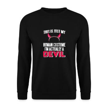 Mon costume humain Je suis en fait un diable Halloween - Sweat-shirt Unisexe - noir - Devant - Alina (178cm) & Michal (187cm)