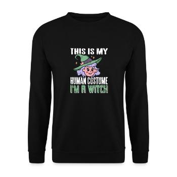My Human Costume I'm A Witch Retro Halloween - Unisex Pullover - Schwarz - Vorne - Alina (178cm) & Michal (187cm)