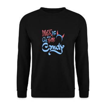 Mask Up & Get Some Candy Retro Halloween Devil - Unisex Sweatshirt - black - Front - Alina (178cm) & Michal (187cm)