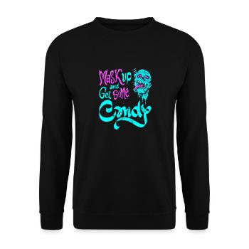 Mask Up & Get Some Candy Retro Halloween Zombie - Unisex Sweatshirt - black - Front - Alina (178cm) & Michal (187cm)