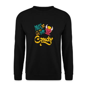 Mask Up & Get Some Candy Retro Halloween Demon - Unisex Sweatshirt - black - Front - Alina (178cm) & Michal (187cm)