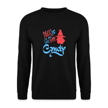 Mask Up & Get Some Candy Retro Halloween Gnome - Unisex Sweatshirt - black - Front - Alina (178cm) & Michal (187cm)
