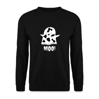 MEUGLER! Mignon Drôle de vache Halloween Ghost T-Shirt - Sweat-shirt Unisexe - noir - Devant - Alina (178cm) & Michal (187cm)