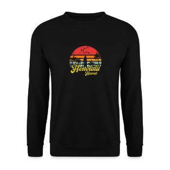 Vintage Honolulu, Hawaii Surf Rétro Surf Humour - Sweat-shirt Unisexe - noir - Devant - Alina (178cm) & Michal (187cm)