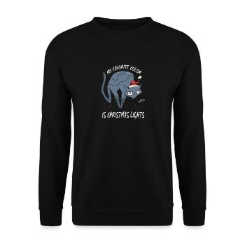 Meine Lieblingsfarbe Ist Weihnachtslichter - Unisex Pullover - Schwarz - Vorne - Alina (178cm) & Michal (187cm)