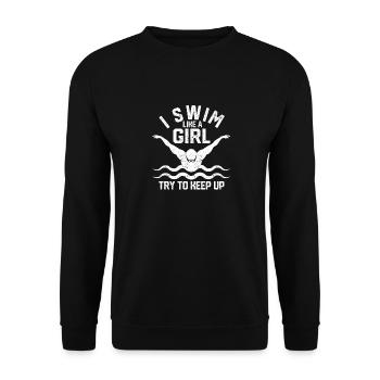 Nageuses nageuses nageantes je nage comme une - Sweat-shirt Unisexe - noir - Devant - Alina (178cm) & Michal (187cm)