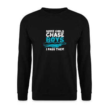 Natation Drôle de nageur Quelques filles chassent - Sweat-shirt Unisexe - noir - Devant - Alina (178cm) & Michal (187cm)