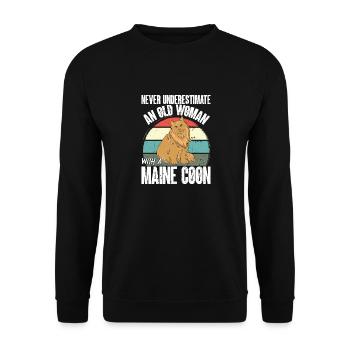 Maine Coon Chat - Sweat-shirt Unisexe - noir - Devant - Alina (178cm) & Michal (187cm)