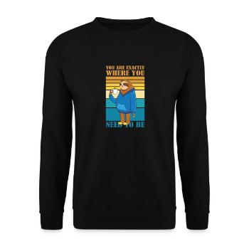 You are exactly where you will be sloth coffee - Unisex Sweatshirt - black - Front - Alina (178cm) & Michal (187cm)