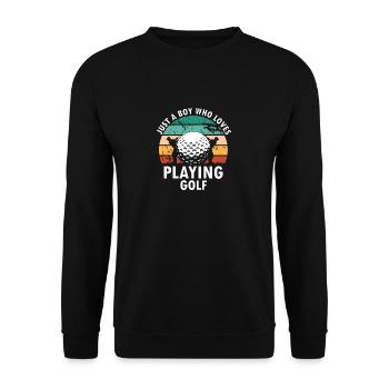 Just A BOY Who Loves Playing Golf Retro Golfer - Unisex Sweatshirt - black - Front - Alina (178cm) & Michal (187cm)