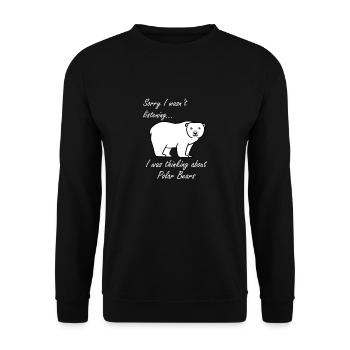 Nachdenken über Eisbären Wildlife Nature - Unisex Pullover - Schwarz - Vorne - Alina (178cm) & Michal (187cm)