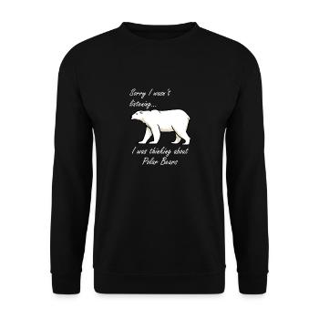 Nachdenken über Eisbären Wilderness Adventure - Unisex Pullover - Schwarz - Vorne - Alina (178cm) & Michal (187cm)