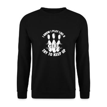 Bowling Bowler Bowler Bowling Cadeau Bowling Bowling Boule - Sweat-shirt Unisexe - noir - Devant - Alina (178cm) & Michal (187cm)