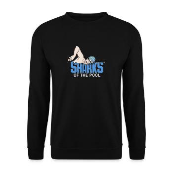 Schimmer Schwimmen Sharks Of The Pool - Unisex Pullover - Schwarz - Vorne - Alina (178cm) & Michal (187cm)