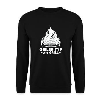 Geiler Typ Am Grill BBQ Grillen Barbecue Outfit - Unisex Pullover - Schwarz - Vorne - Alina (178cm) & Michal (187cm)