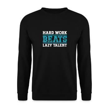 Schimmer Hard Work Beats Lazy Talent - Unisex Pullover - Schwarz - Vorne - Alina (178cm) & Michal (187cm)