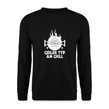 Geiler Typ Am Grill BBQ Grillen Barbecue Outfit - Unisex Pullover - Schwarz - Vorne - Alina (178cm) & Michal (187cm)