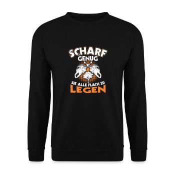 Scharf Genug Sie Alle Flach zu legen Forstwirt - Unisex Pullover - Schwarz - Vorne - Alina (178cm) & Michal (187cm)