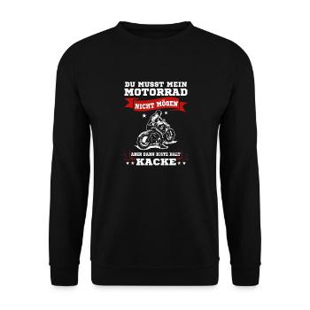 Lustiger Motorradfahrer Spruch Motorrad Biker - Unisex Pullover - Schwarz - Vorne - Alina (178cm) & Michal (187cm)