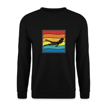 Nageur Drôle Rétro Vintage Coucher de Soleil - Sweat-shirt Unisexe - noir - Devant - Alina (178cm) & Michal (187cm)