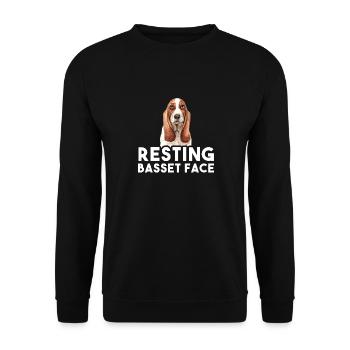 Basset Hound Geschenk - Unisex Pullover - Schwarz - Vorne - Alina (178cm) & Michal (187cm)
