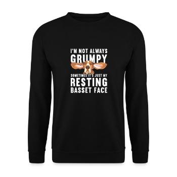 Basset Hound Geschenk - Unisex Pullover - Schwarz - Vorne - Alina (178cm) & Michal (187cm)