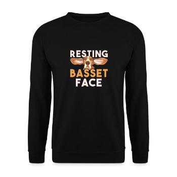Basset Hound Geschenk - Unisex Pullover - Schwarz - Vorne - Alina (178cm) & Michal (187cm)