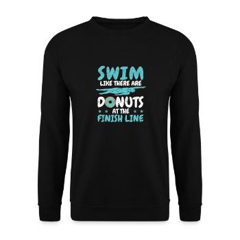 Swim as if there were donuts at the finish line - Unisex Sweatshirt - black - Front - Alina (178cm) & Michal (187cm)