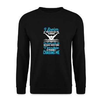Fun swimmer Water sports I swim when - Unisex Sweatshirt - black - Front - Alina (178cm) & Michal (187cm)