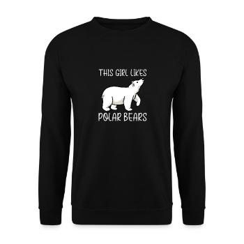 Mädchen mag Eisbären Wildnis Natur - Unisex Pullover - Schwarz - Vorne - Alina (178cm) & Michal (187cm)