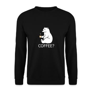 Lustiger Eisbären-Büro-Kaffee - Unisex Pullover - Schwarz - Vorne - Alina (178cm) & Michal (187cm)