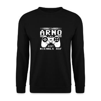 Arno Gaming Konsole PC Gamer Geschenk - Unisex Pullover - Schwarz - Vorne - Alina (178cm) & Michal (187cm)