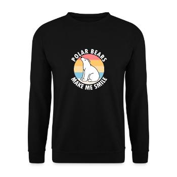 Smile Eisbären niedliche Tierwelt Natur - Unisex Pullover - Schwarz - Vorne - Alina (178cm) & Michal (187cm)
